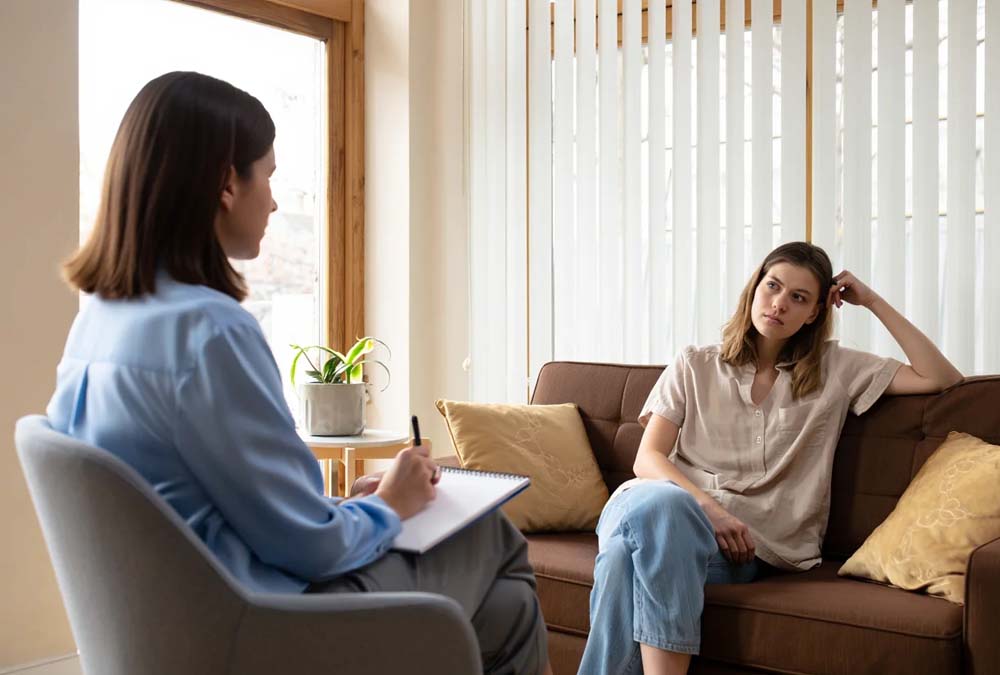 Девушка беседует со специалистом